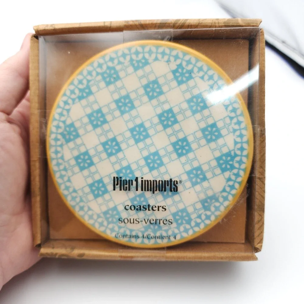 NEW‎ Pier 1 Ceramic Coasters 4.25in Geometric Colorful